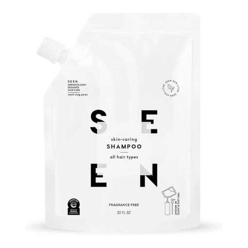 SEEN Shampoo Eco-Refill, Fragrance Free - Non-Comedogenic & Sulfate-Free Hair Shampoo- Dermatologist-Developed - Safe for Sensitive, Eczema & Acne Prone Skin