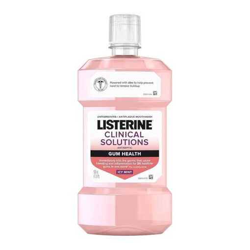 Listerine Clinical Solutions Gum Health Antiseptic Mouthwash, Antigingivitis & Antiplaque Oral Rinse Helps Prevent Buildup & Immediately Kills Germs for Healthier Gums, ICY Mint, 500 mL