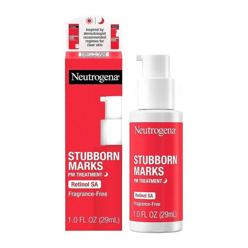 Neutrogena Stubborn Marks PM Treatment with Retinol SA, Face-Exfoliating Treatment to Help Reverse the Look of Post-Acne Marks & Uneven Skin Tone, Oil-Free, Non-Comedogenic, PM Treatment, unscented, 1.0 Fl Oz