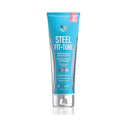 SteelFit Steel Fit + Tone - Contouring & Firming Body Lotion - 8 fl oz - Pink Pomelo - Zero Heat - Yerba Mate, Collagen & Coffea Arabica in a 24-hr Moisturizing Skin Firming Cream to Contour Skin