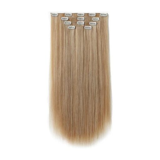 Clip in Hair Extensions MFZZKAP Blonde Hair Extensions Long Synthetic Hair Pieces for Women 22" Straight Hairpieces Curly Wavy 4pcs 18" Girls Brown Natural Thick Hair Pieces Clip on Hair Extensions