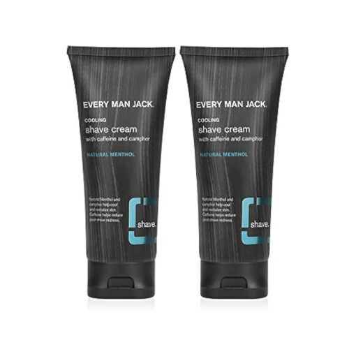 Every Man Jack Natural Menthol Shave Cream for Men - Soften and Prep Sensitive Skin and Beard for a Close, Comfortable Shave with Natural Menthol, Coconut Oil, and Aloe - 6.7-ounce - Twin Pack