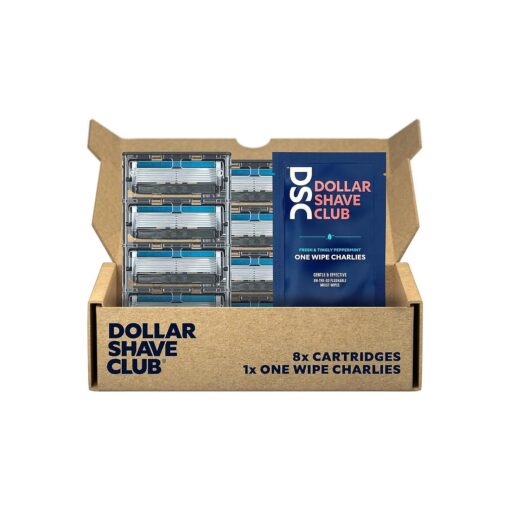 Dollar Shave Club | 6 Blade Club Series Razor Refill Cartridges, 8 Count, 1 Individual Wipe | Precision Cut Stainless Steel Blades with a Built-in Trimmer Blade | Razors for Men, Razors for Women