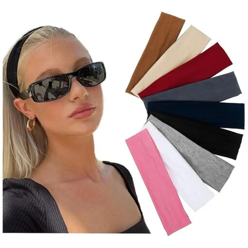 Cloth Headbands for Women Elastic Hair Bands for Women 's Hair Non Slip Soft Fabric Head Band Fashion School Hair Headbands Accessories 9 Pack Multicolor