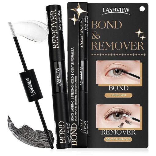 LASHVIEW 2 in 1 Lash Glue & Remover, Waterproof Mascara Adhesive With Strong 48 Hour Hold, Fast Removal With No Residue