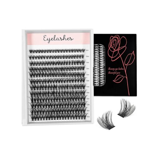 Cluster Lashes 240pcs Lash Extension D Curl False Eyelashes Individual Lash Clusters Eyelash Extension Mixed Length Eyelash Clusters Natural Look Eyelash Extension Cluster Lashes ( 40D-0.07D-9-16mm )