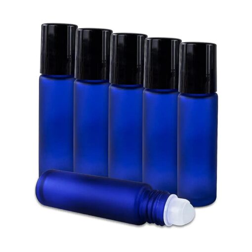 Super Z Outlet Cobalt Blue Glass Roll On 10ml ( 1/3oz ) Bottles Glass Container Tubes Roll-On Bottles with Ball Tips for Homemade Lip Care Products, Aromatherapy Essential Oils, Perfumes ( 6 Pack )