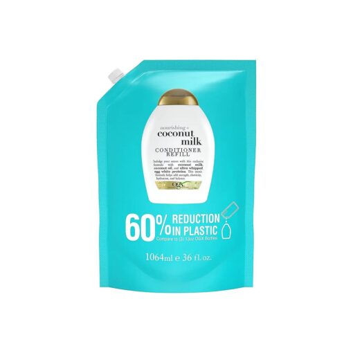 OGX Nourishing + Coconut Milk Conditioner Refill Pouch for Strong Healthy-Looking Hair, 36 Fl Oz