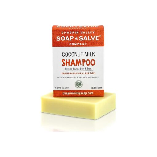 Chagrin Valley Soap & Salve Organic Natural Coconut Milk Shampoo Bar - Coconut Milk Softens, Moisturizes, Adds Body to Dry, Frizzy, Curly, or Damaged Hair - Vegan - Zero Waste - 5.6 OZ ( 159g ) Bar