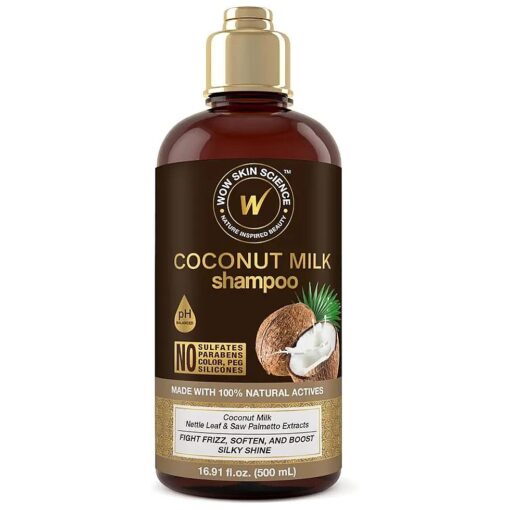 WOW Skin Science Nourishing Coconut Milk Shampoo - Hair Growth Shampoo - Coconut Oil Milk Shampoo - Curly Hair Shampoo & Wavy Hair Shampoo for Men & Women - Hydrating Shampoo No Sulfates No Parabens