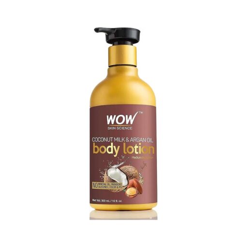 WOW Coconut Milk & Argan Oil ( Medium Hydration ) - Moisturizing Body Lotion For Women, Men, Teens - Enhanced Skin Care To Soothe Dry, Itchy, Sensitive Skin With Nourishing Vitamins & Nutrients - 300ml