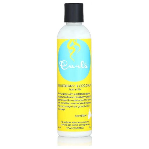 Curls Blueberry Bliss Blueberry & Coconut Hair Milk - Leave In Conditioner and Styler - Mositurizing & Nourishing - For Curly, Natural, and Coily Hair - 8 Fl Oz