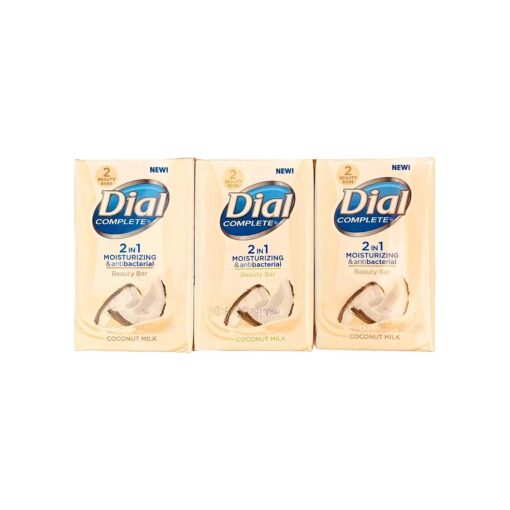 Dial Complete Beauty Bar Soap - 2 in 1 Moisturizing & Antibacterial - Coconut Milk - 2 Count 3.2 OZ Beauty Bars Per Package - Pack of 3 ( Packaging may vary )