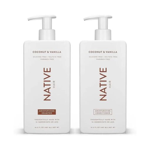 Native Shampoo and Conditioner Contain Naturally Derived Ingredients| All Hair Type Color & Treated From Fine to Dry Damaged, Sulfate & Dye Free - Coconut & Vanilla, 16.5 fl oz each ( 2 pack )