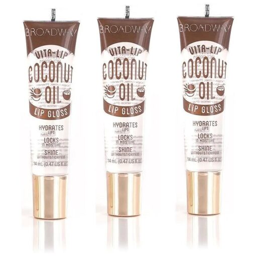 Broadway Vita-Lip Clear Lip Gloss 0.47oz/14ml ( BCLG0301- Coconut Oil ), Pack of 3