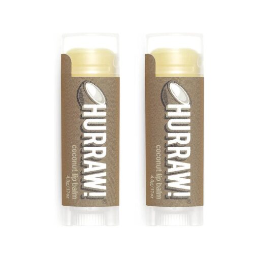 Hurraw ! Coconut Lip Balm, 2 Pack : Organic, Certified Vegan, Cruelty and Gluten Free, Non-GMO, 100 % Natural Ingredients, Bee, Shea, Soy and Palm Free, Made in USA