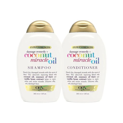 OGX Extra Strength Damage Remedy + Coconut Miracle Oil Shampoo & Conditioner Set, 13 Fl, Oz, ( Pack of 2 )