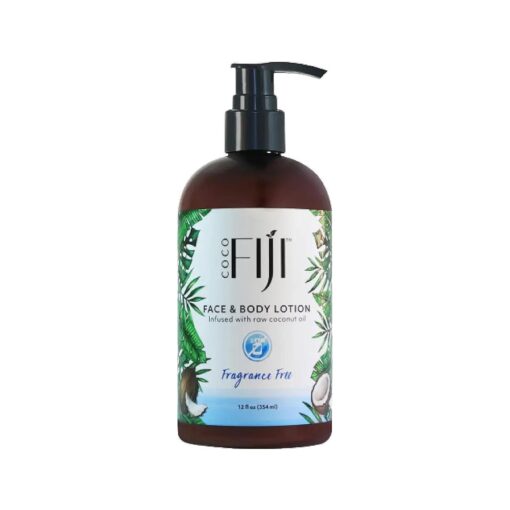 Coco Fiji Face & Body Lotion Infused With Coconut Oil | Lotion for Dry Skin | Moisturizer Face Cream & Massage Lotion for Women & Men | Fragrance Free 12 oz, Pack of 1