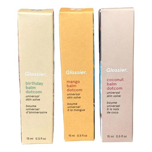 Glossier Balm Dotcom Trio Mango, Birthday, Coconut Size : 0.5 fl oz / 15 ml