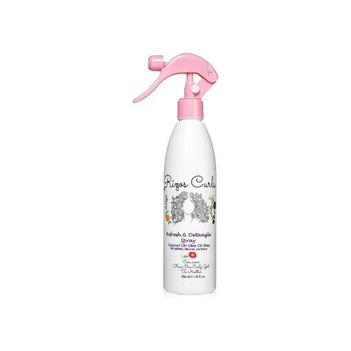 Rizos Curls Refresh & Detangle Spray, Moisturizing Leave-In, Hydrate & Reduce Frizz, Add Shine & Definition with Coconut Oil, Aloe Vera & Shea Butter, 10 oz