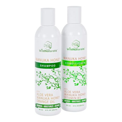 Natural Hydrating Shampoo & Conditioner for Dry & Itchy Scalp - Sulfate Free Dandruff Moisturizing Shampoo & Conditioner with Aloe Vera & Manuka Honey - Help Hair Growth with Coconut Oil