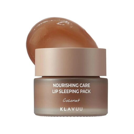 Klavuu Nourishing Care Lip Sleeping Pack - Lip Mask for Exfoliating & Nourishing Lip Treatment Balm for Dry Lips - Natural Moisturizing Lip Oil with - Lip Balm to Repair & Protect Lips 0.7oz ( Coconut )