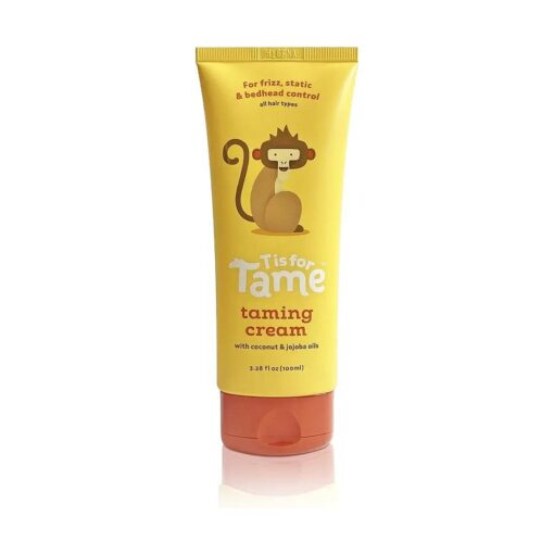 T is for Tame - Hair Taming Cream for Kids, All-Natural for Frizz & Flyaways, Coconut Oil & Jojoba Leave in Cream, Safe for Babies & Toddlers, Not Sticky, Straight or Curly Hair