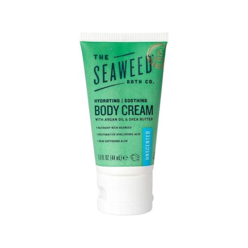 The Seaweed Bath Co. Hydrating Body Cream, 1.5 Ounce, Unscented, Nutrient Rich Seaweed, Coconut Oil, Aloe, Vegan, Paraben, and Sulfate Free