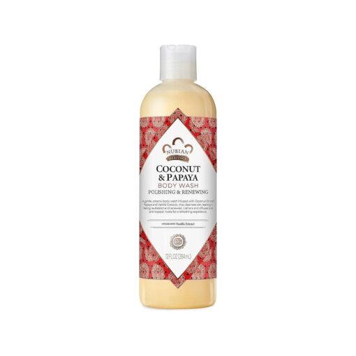 Nubian Heritage Coconut Papaya Body Wash Cleanser for Dry, Dull Skin Polish + Renew Hydrating Body Wash 13 oz