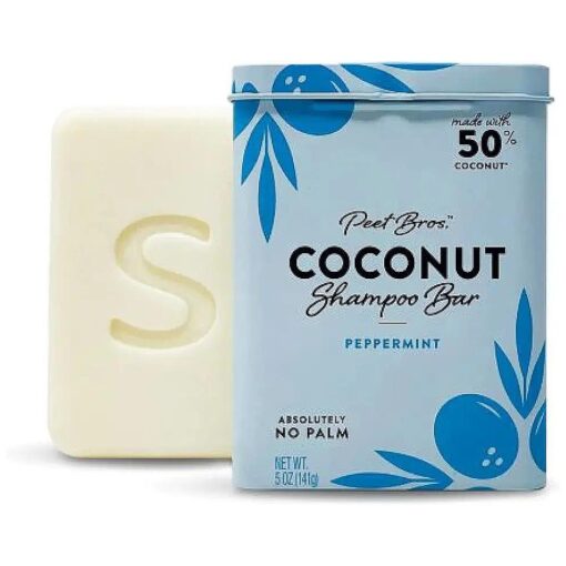 Coconut Shampoo Bar - Peppermint Moisturizing Shampoo Bar Made With Coconut - Vegan, Palm Oil-Free Shampoo Bar - No Artificial Fragrances - Planet Friendly - Made in USA - 5 oz