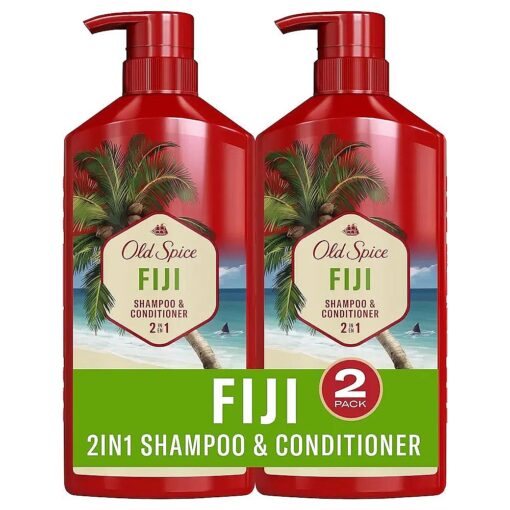 Old Spice Fiji 2-in-1 Shampoo and Conditioner Set for Men, Coconut & Tropical Wood Scent, Get Up To 80 % Fuller-Looking Hair, Barbershop Quality, Fresh & Clean Hair, 21.9 Fl Oz Each, 2 Pack