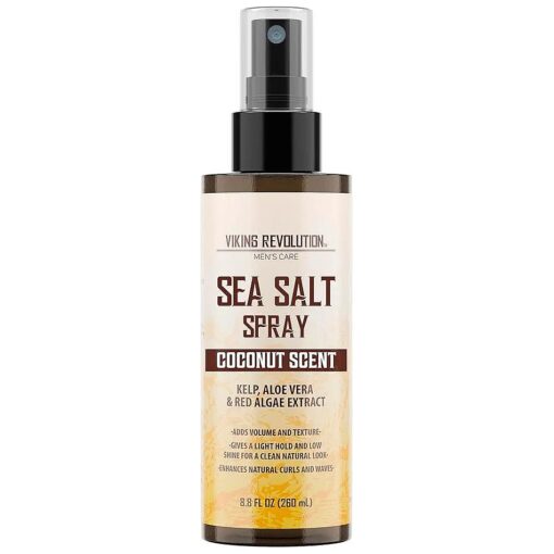 Viking Revolution Coconut Sea Salt Spray for Hair Men - Hair Texturizing Spray with Kelp, Aloe Vera & Red Algae Extract - Surf Spray to Add Volume and Texture - Sea Salt Spray for Men Beach Hair Spray