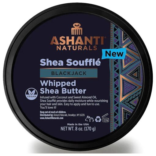 Scented Whipped Shea Butter | African Body Butter for Men w/Coconut and Almond Oil ( Blackjack Souffle, 8 oz )