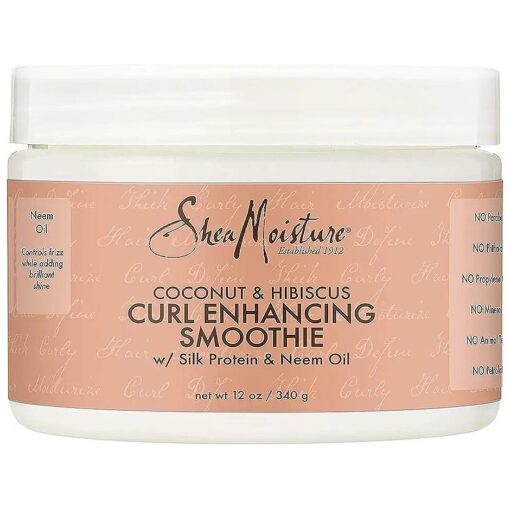 SheaMoisture Smoothie Curl Enhancing Cream Coconut and Hibiscus for Thick, Curly Hair Sulfate Free and Paraben Free 12 oz