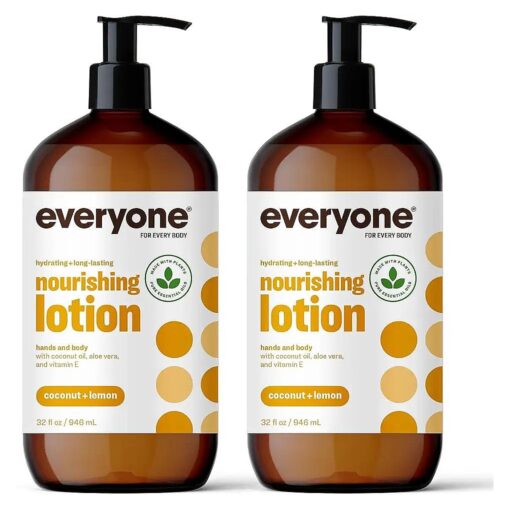 Everyone Nourishing Hand and Body Lotion, 32 Ounce ( Pack of 2 ), Coconut and Lemon, Plant-Based Lotion with Pure Essential Oils, Coconut Oil, Aloe Vera and Vitamin E