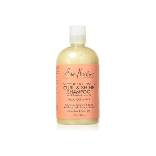 SheaMoisture Shampoo - Coconut & Hibiscus Curl & Shine, Sulfate-Free Shampoo, Coconut Oil, Vitamin E, and Neem for Frizz Control, Curly Hair Products for Women, 13 Fl Oz Ea ( Pack of 2 )