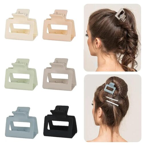 6 Pack Claw Clips Hair Clips for Women Girls Medium Rectangle 2 Inch Small Hair Clips for Thin or Medium Thick Hair