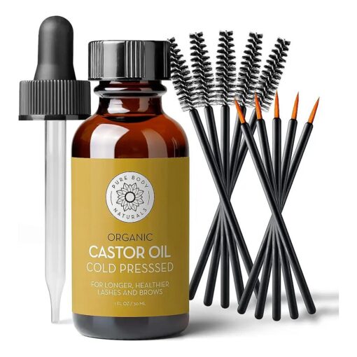 Castor Oil for Eyelashes and Eyebrows - Brow and Lash Growth Serum - Organic Hexane Free Cold Pressed Unrefined - 1 fl oz