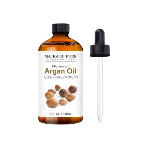 MAJESTIC PURE Moroccan Argan Oil for Hair, Face, Nails, Beard & Cuticles - for Men and Women - Pure & Natural, 4 Fl Oz