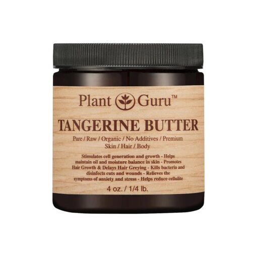 Tangerine Body Butter 4 oz, 100 % Pure Raw Fresh Natural Cold Pressed, Skin Body and Hair Moisturizer, DIY Creams, Balms, Lotions, Soaps .