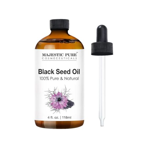 Majestic Pure Black Seed Oil - 100 % Pure & Cold Pressed, For Hair, Skin, Massage - 4 fl oz