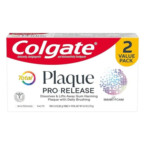 Colgate Total Plaque Pro Release Whitening Toothpaste, 2 Pack, 3.0 Oz Tubes