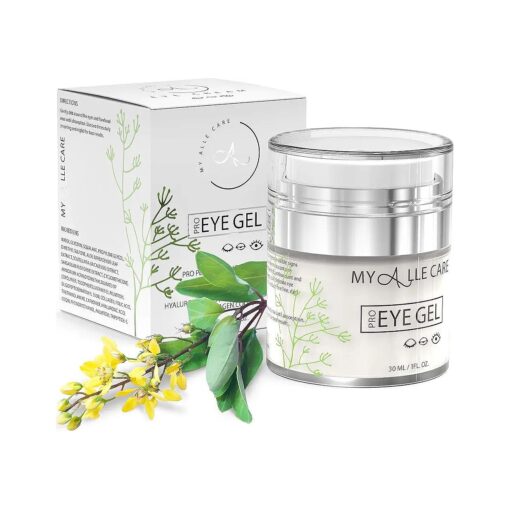 Eye Gel with Hyaluronic Acid, Reduce Dark Circles, Puffiness and Eye Bags, Anti Wrinkle Under Eye Treatment, Hydrating Gel with Collagen, Aloe and Vitamin E, Anti Aging Cream for Men & Women