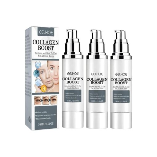 3Pcs EELHOE Collagen Boost Anti-Aging Serum, EELHOE Collagen Boost Serum, EELHOE Collagen Anti-Wrinkle Cream, Anti Aging Serum For Women, Collagen Booster for Face with Hyaluronic Acid ( 90ml )