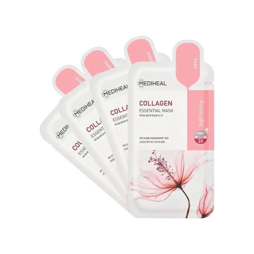 Mediheal Official Best Korean Sheet Mask - Collagen Essential Face Mask 4 Sheets Lifting and Firming For All Skin Types