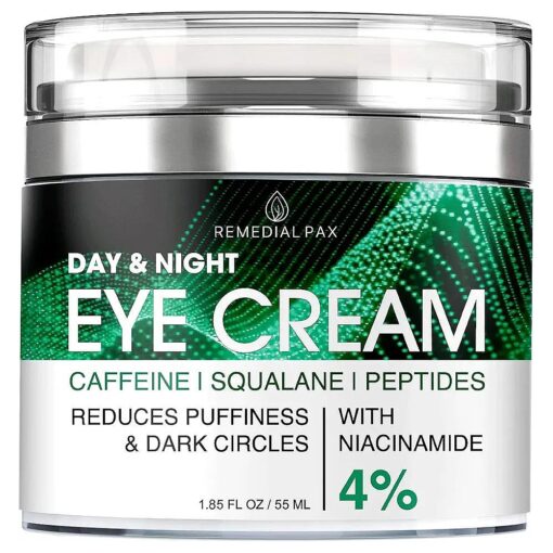 REMEDIAL PAX Eye Cream for Dark Circles and Puffiness, Bags Under Eyes Treatment, Anti-Aging Collagen Eye Cream for Wrinkles, Day & Night Caffeine Eye Cream with Niacinamide Dimethicone