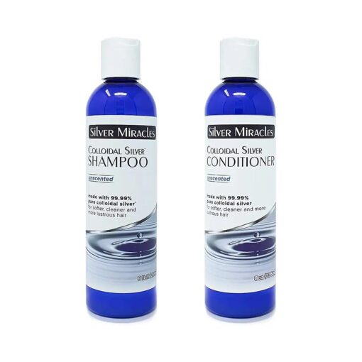 Silver Miracles Colloidal Silver Unscented Shampoo and Conditioner