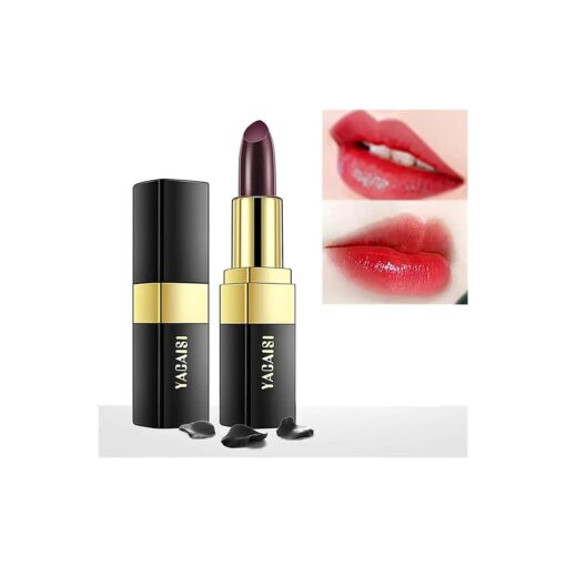 Go Ho Black Magic Lipstick, Magic Color Changing Lipstick, Natural Lip Stain Gloss Moisturizing Long Lasting Lip Balm Labiales Magicos Nutritious Lipstick For Women ( Black Rose Changing Red )