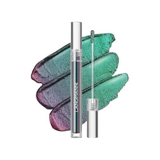 LANGMANNI Liquid Glitter Eyeshadow Chameleon Eyeshadow Makeup, Metallic Changing Long-lasting Holographic Glitter Multichrome Eyeshadows ( A-Peacock )