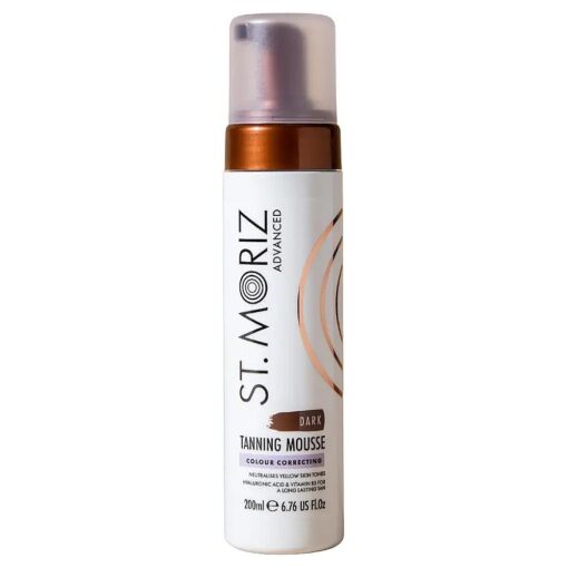 St Moriz Advanced Colour Correcting Tanning Mousse in Dark | With Hyaluronic Acid, Vitamin B5 & Advanced Skin Care Benefits | Brightens Medium to Dark Skin Tones | Fast-Drying Vegan Fake Tan | 200ml